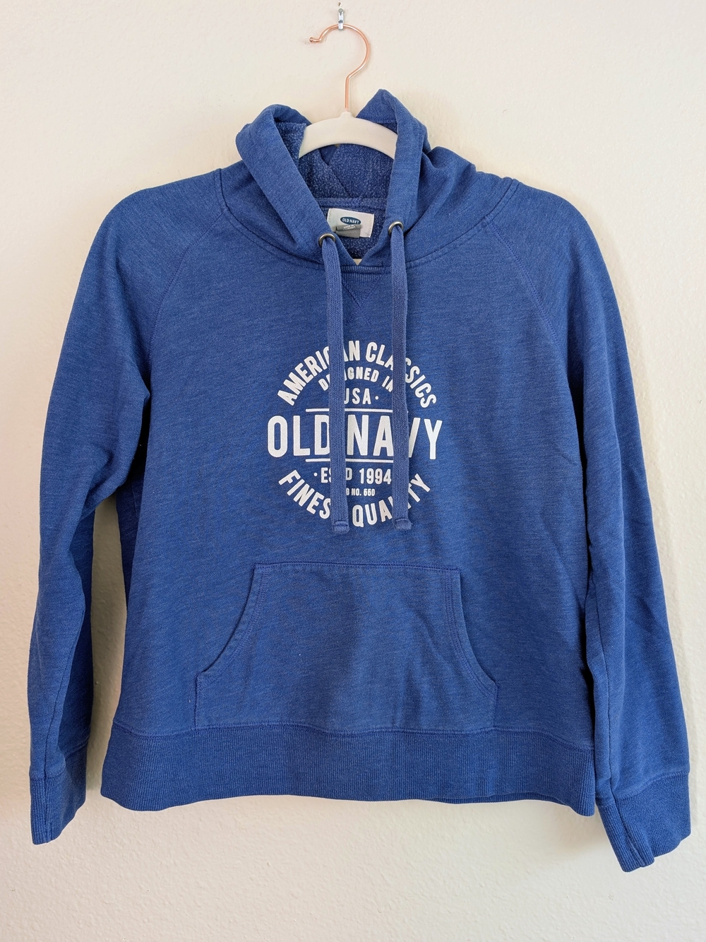 Y2K Old Navy Blue Pullover Hoodie - Large (Petite)